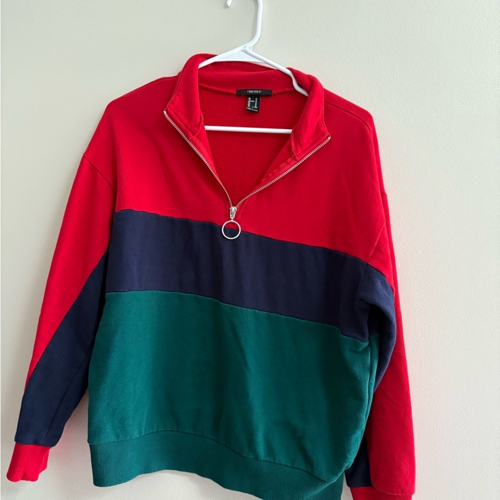 Forever 21 Red, Blue, and Green Colorblock Sweatshirt